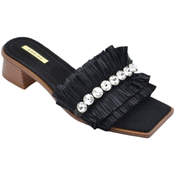 Scarpe Donna Ciabatte Malu Shoes Pantofoline donna mule nera con drappeggi e strass voluminosa c Nero