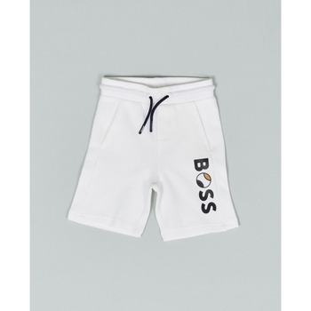 Abbigliamento Bambino Shorts / Bermuda BOSS Bermuda bambino con tasche e logo Bianco