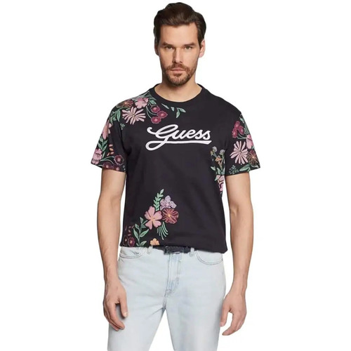Abbigliamento Uomo T-shirt maniche corte Guess Flower Nero