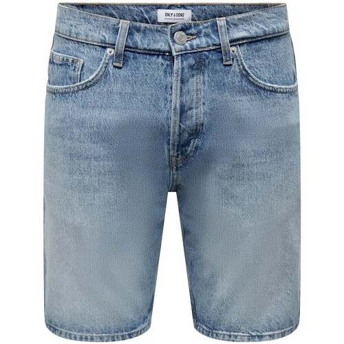Abbigliamento Uomo Pantaloni Only & Sons  ONSEDGE LIGHT BLUE 6092 SHORTS Blu