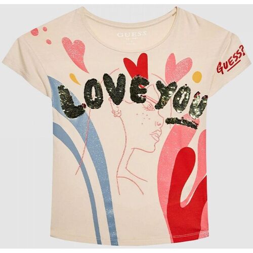 Abbigliamento Bambina T-shirt & Polo Guess T-SHIRT J3RI22KAPO0 Beige