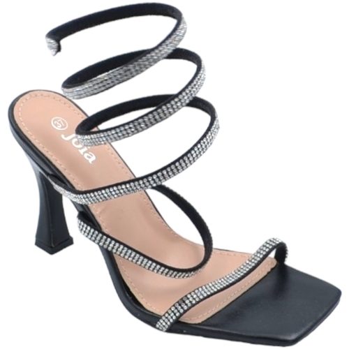 Scarpe Donna Sandali Malu Shoes Sandali donna gioiello nero tacco clessidra 10cm serpente rigid Nero