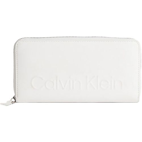 Borse Donna Portafogli Calvin Klein Jeans Zippé logo relief Bianco