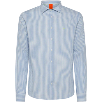 Abbigliamento Uomo Camicie maniche lunghe Sun68 BEACH camicia uomo S33121 8101 SHIRT CLASSIC STRIPE L/S Blu