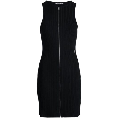 Abbigliamento Donna Abiti lunghi Calvin Klein Jeans ZIPPER ELONGATED RIB DRESS Nero