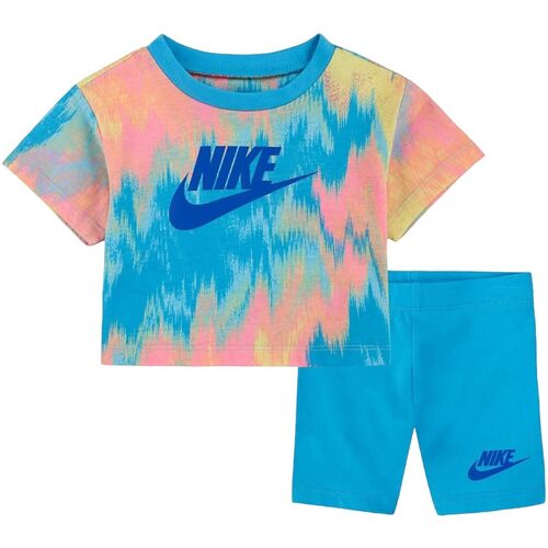 Abbigliamento Bambina Completo Nike BOXY TEE & BIKE SHORT SET Blu