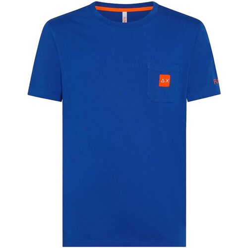 Abbigliamento Uomo T-shirt maniche corte Sun68 T-SHIRT POCKET LOGO FLUO Blu