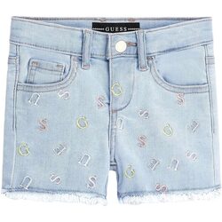 Abbigliamento Bambina Shorts / Bermuda Guess DENIM SHORTS W/EMBY LETTERS Blu