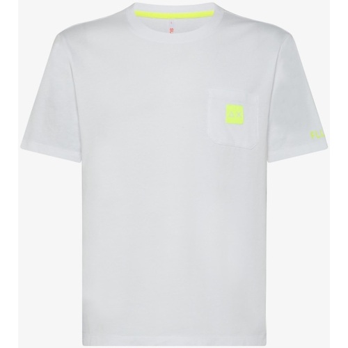 Abbigliamento Uomo T-shirt maniche corte Sun68 T-SHIRT POCKET LOGO FLUO Bianco