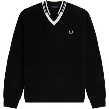 Fred Perry Fp Abstract Tipped V-Neck Jumper Nero