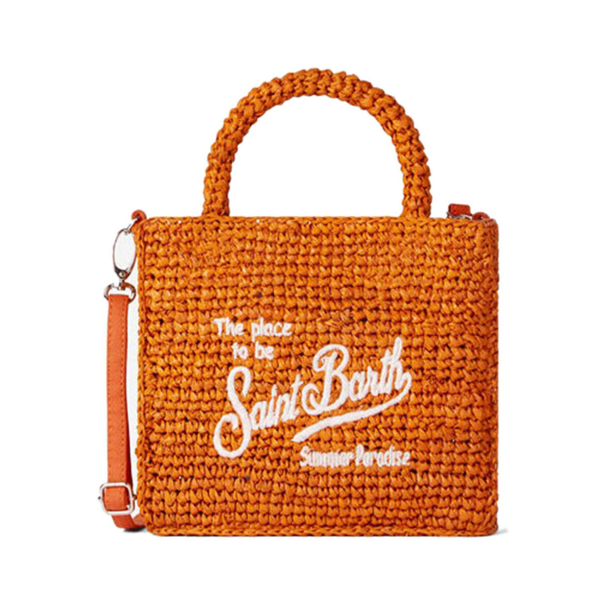 Borse Donna Tote bag / Borsa shopping Mc2 Saint Barth Shopping bag Mini Vanity in raffia Arancio