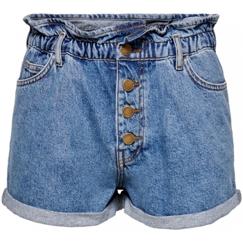 Abbigliamento Donna Shorts / Bermuda Only Shorts Cuba Paperbag - Medium Blue Denim Blu