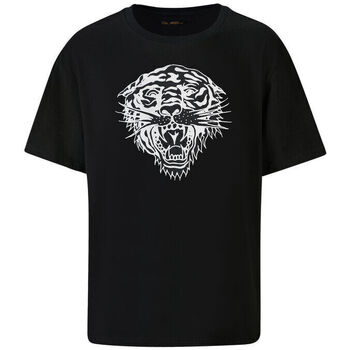 Abbigliamento Uomo Top / T-shirt senza maniche Ed Hardy Tiger glow tape crop tank top black Nero