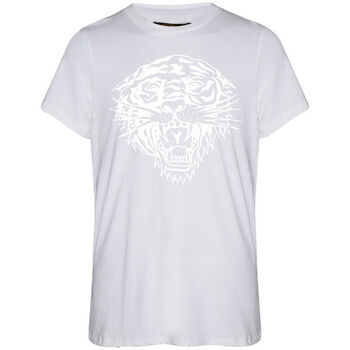 Abbigliamento Uomo Top / T-shirt senza maniche Ed Hardy Tiger glow tape crop tank top white Bianco