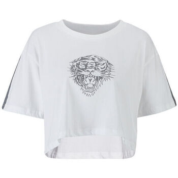 Abbigliamento Uomo Top / T-shirt senza maniche Ed Hardy Tiger glow crop top white Bianco