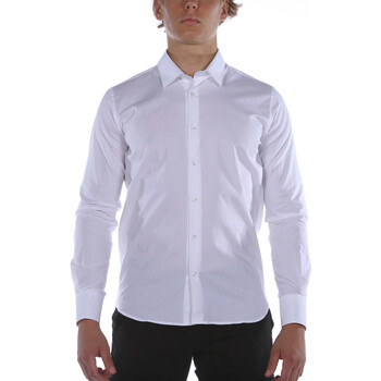 Abbigliamento Uomo Camicie maniche lunghe Sl56 Camicia  Colletto Cotone Bianco