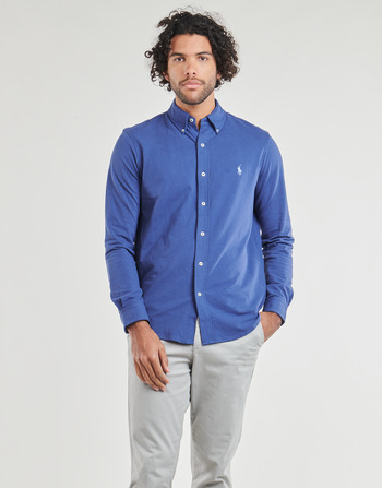 Abbigliamento Uomo Camicie maniche lunghe Polo Ralph Lauren CHEMISE AJUSTEE COL BOUTONNE EN POLO FEATHERWEIGHT Blu