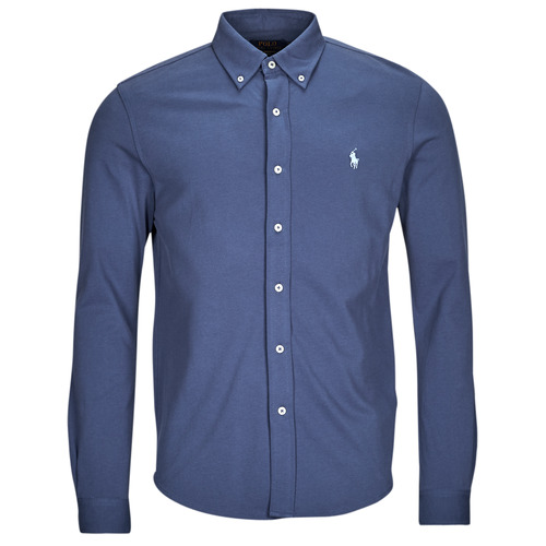 Abbigliamento Uomo Camicie maniche lunghe Polo Ralph Lauren CHEMISE AJUSTEE COL BOUTONNE EN POLO FEATHERWEIGHT Blu