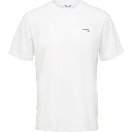 Abbigliamento Uomo T-shirt maniche corte Selected Aspen Logo Tee Bianco