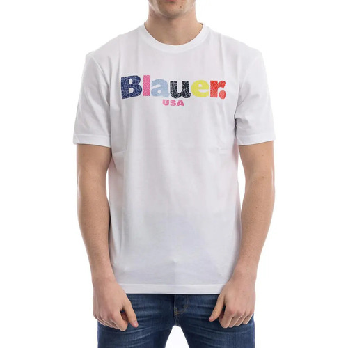 Abbigliamento Uomo T-shirt maniche corte Blauer 23SBLUH02109 2000000296197 Bianco
