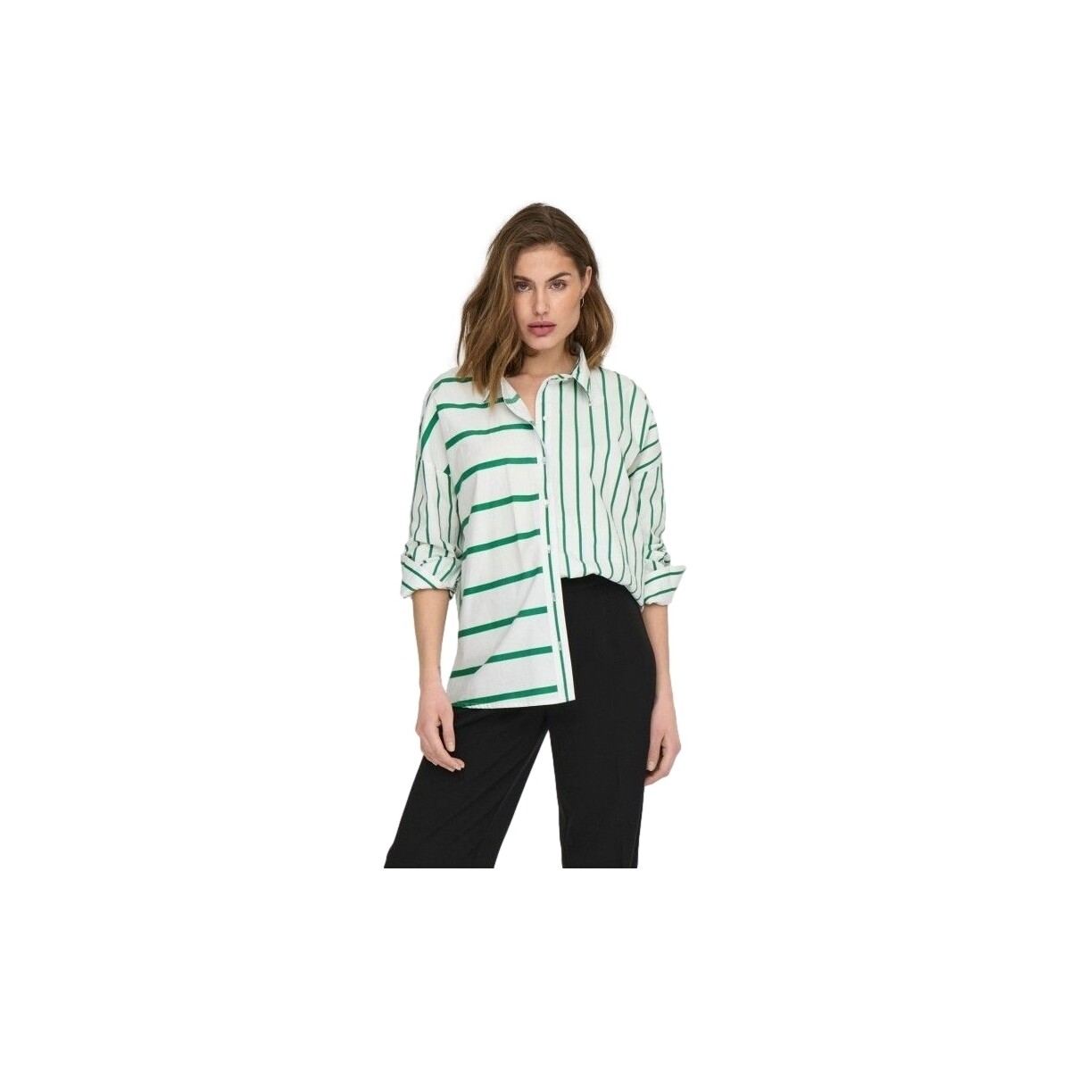 Abbigliamento Donna Top / Blusa Only Shirt Nina Lora L/S - Creme/Amazon Verde