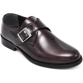 Image of Classiche basse Malu Shoes Scarpe Scarpe uomo con fibbia eleganti vera pelle bordeaux abrasivato