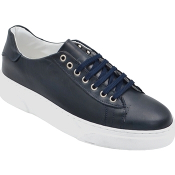 Malu Shoes Scarpa sneakers bassa uomo basic vera pelle liscia blu linea ba Blu
