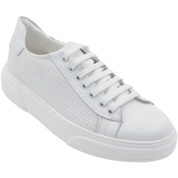 Scarpe Uomo Sneakers basse Malu Shoes Scarpa sneakers bassa uomo basic vera pelle intrecciata bianco Bianco