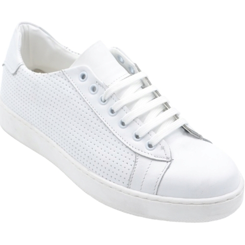 Scarpe Uomo Sneakers basse Malu Shoes Scarpa sneakers bassa uomo basic vera pelle intrecciata bianco Bianco