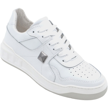 Scarpe Uomo Sneakers basse Malu Shoes Scarpa sneakers bassa uomo basic vera pelle liscia bianca con b Bianco