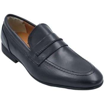 Image of Scarpe Malu Shoes Scarpe College uomo mocassino nero vera pelle spazzolata a mano suola