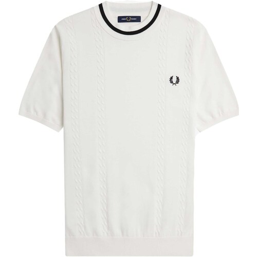 Abbigliamento Uomo T-shirt & Polo Fred Perry Fp Cable Knit Crew Neck T-Shirt Bianco