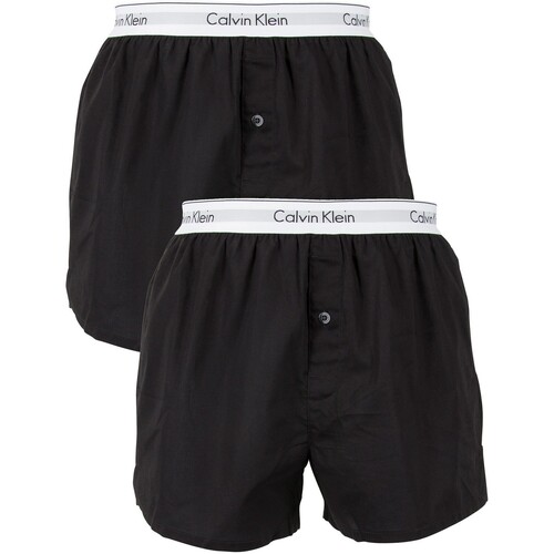 Biancheria Intima Uomo Boxer Calvin Klein Jeans Boxer in tessuto slim fit con logo in confezione da 2 Nero