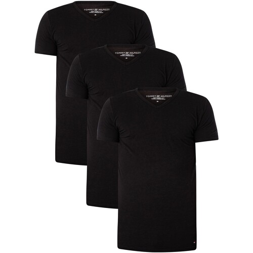 Abbigliamento Uomo T-shirt maniche corte Tommy Hilfiger T-shirt con scollo a V Premium Essentials da 3 paia Nero