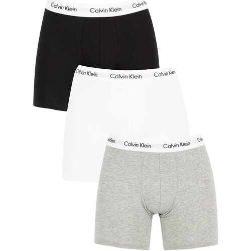 Biancheria Intima Uomo Mutande uomo Calvin Klein Jeans Slip in pile del boxer di cotone da 3 pacchetti Bianco