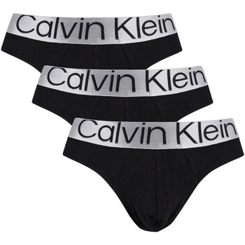 Biancheria Intima Uomo Slip Calvin Klein Jeans Confezione da 3 slip in acciaio riconsiderati Nero