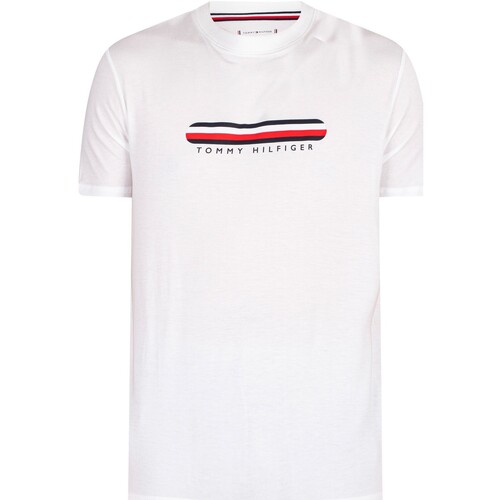 Abbigliamento Uomo T-shirt maniche corte Tommy Hilfiger T-shirt con righe grafiche lounge Bianco