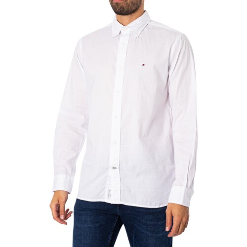 Abbigliamento Uomo Camicie maniche lunghe Tommy Hilfiger Camicia in popeline Core Flex Bianco