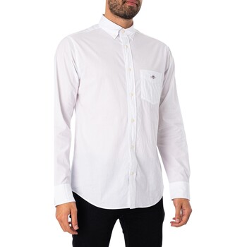 Abbigliamento Uomo Camicie maniche lunghe Gant Camicia normale in popeline Bianco