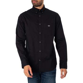 Abbigliamento Uomo Camicie maniche lunghe Gant Camicia normale in popeline Nero