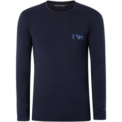 Abbigliamento Uomo T-shirts a maniche lunghe Emporio Armani T-shirt a maniche lunghe con logo lounge sul petto Blu