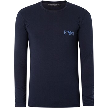 Abbigliamento Uomo T-shirts a maniche lunghe Emporio Armani T-shirt a maniche lunghe con logo lounge sul petto Blu