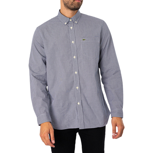 Abbigliamento Uomo Camicie maniche lunghe Lacoste Camicia a quadri con taschino sul petto Blu