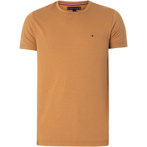 Abbigliamento Uomo T-shirt maniche corte Tommy Hilfiger T-shirt elasticizzata extra aderente Beige