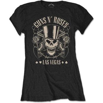 Abbigliamento Donna T-shirts a maniche lunghe Guns N Roses Top Hat, Skull & Pistols Las Vegas Nero