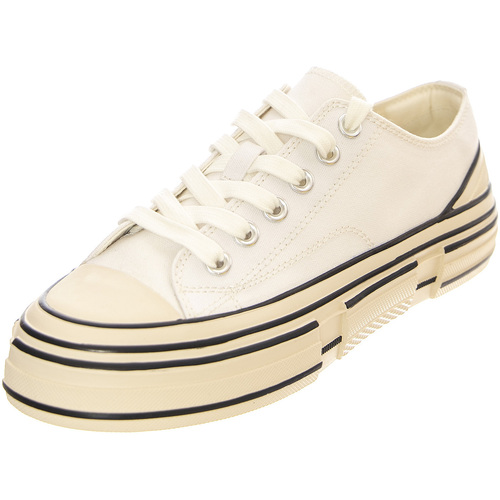 Scarpe Donna Sneakers Jeffrey Campbell JC Play Endorphin-H Canvas White Shoes Bianco