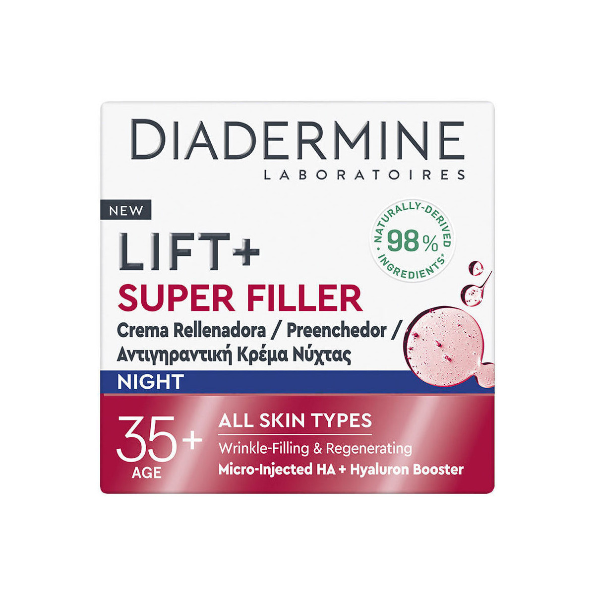 Bellezza Antietà & Antirughe Diadermine Lift + Super Filler Crema Notte Rimpolpante 