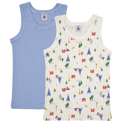Abbigliamento Bambino Top / T-shirt senza maniche Petit Bateau A0AB4 X2 Blu / Multicolore