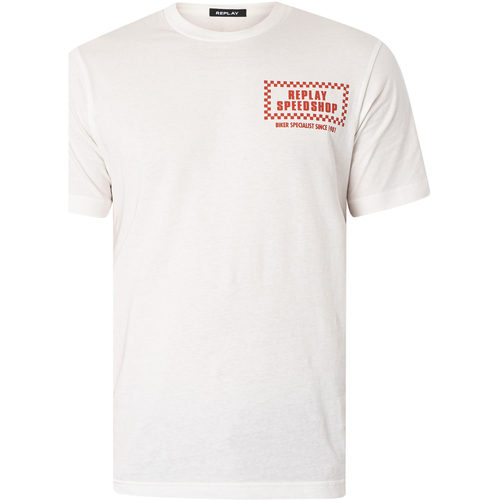 Abbigliamento Uomo T-shirt maniche corte Replay T-shirt grafica posteriore Speedshop Bianco