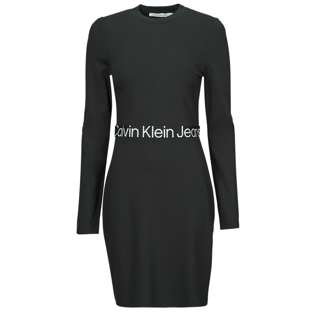 Abbigliamento Donna Abiti corti Calvin Klein Jeans LOGO ELASTIC MILANO LS DRESS Nero